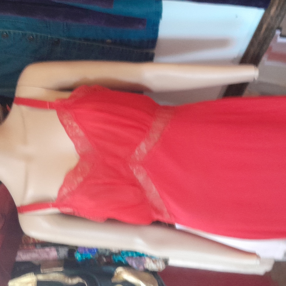 Sexy 1950s mid century acordian pleated nylon and floral lace slip sz 36